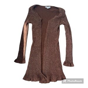 Vintage Y2K 2000’s long shiny cardigan from Self Esteem 
Tag says XL